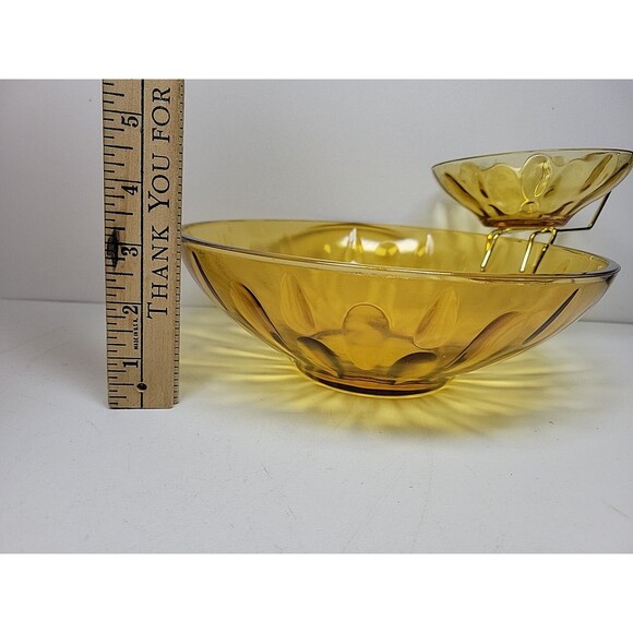 MCM Hazelware Brockway Gold Glass LYRIC Pattern Chip 'N Dip 3 Piece Set with Box - Picture 6 of 6